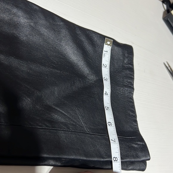 INC Jet Black Genuine Leather Straight Leg Mid Rise Pants - Picture 13 of 15